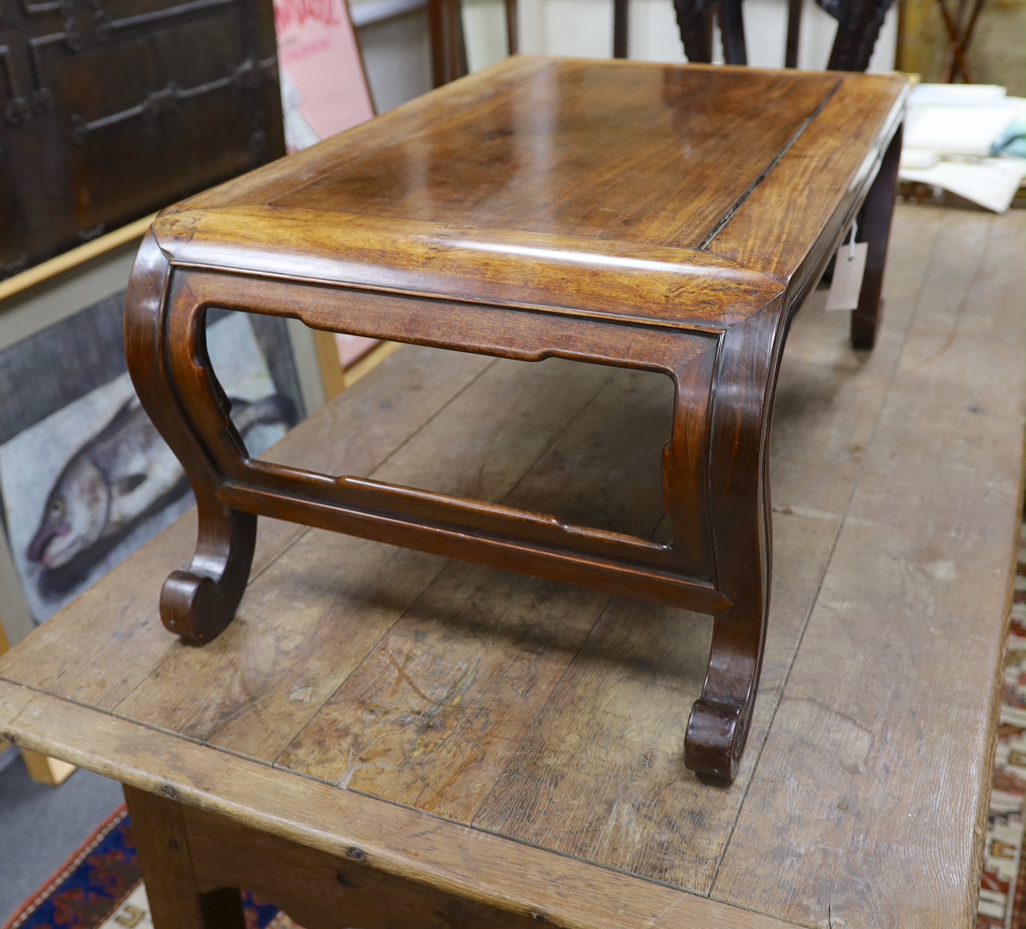 A 19th century Chinese hongmu kang table, width 92cm, depth 50cm, height 37cm